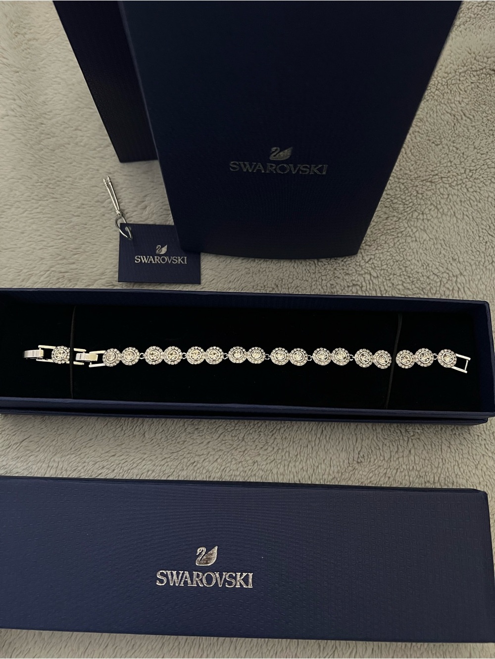 Swarovski Silver Clear Round Crystal Link Bracelet